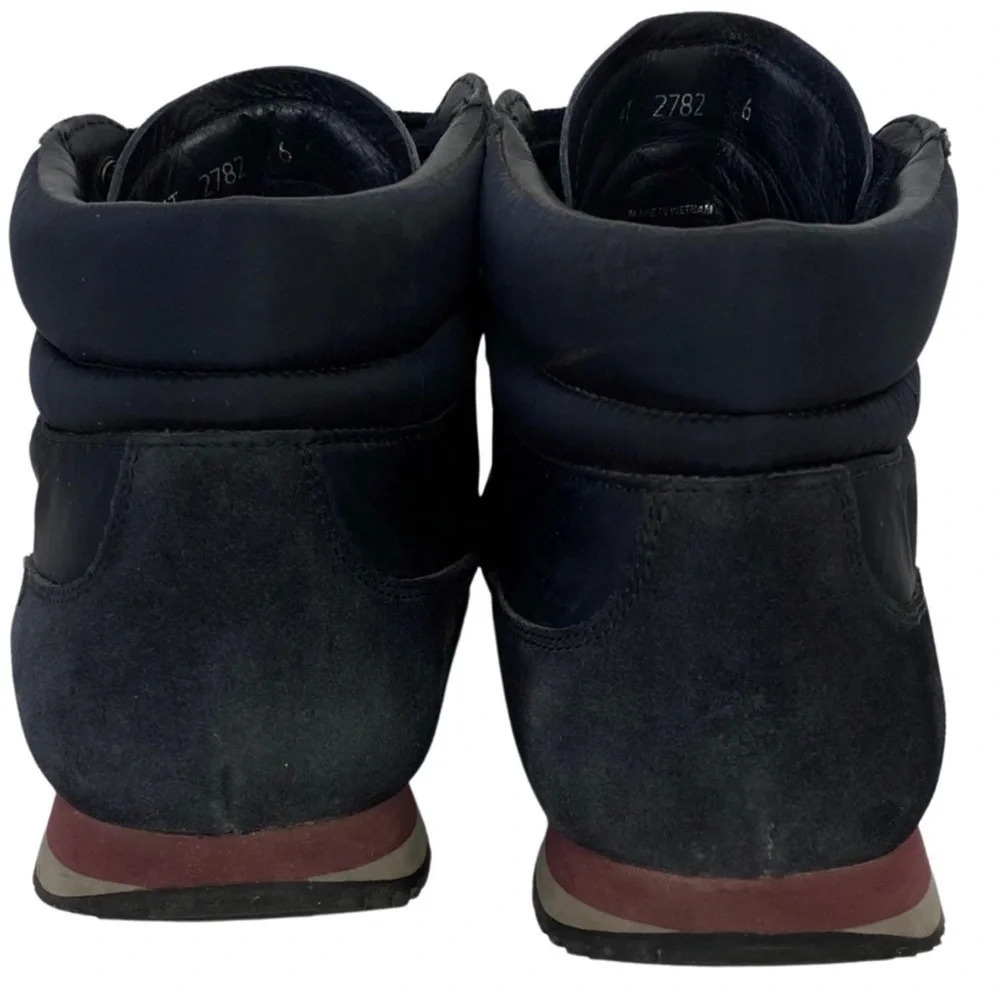 Prada Hightop Sneakers Mens Size 6 Womens 8 Unisex Retro Navy Blue Suede Shoes - Picture 9 of 16